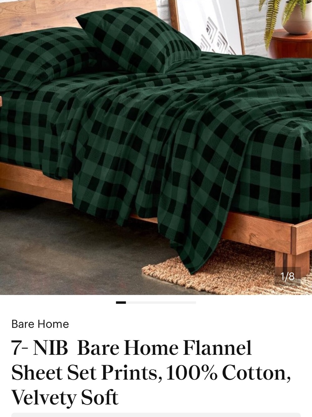 Green Buffalo Plaid Flannel Sheet Set